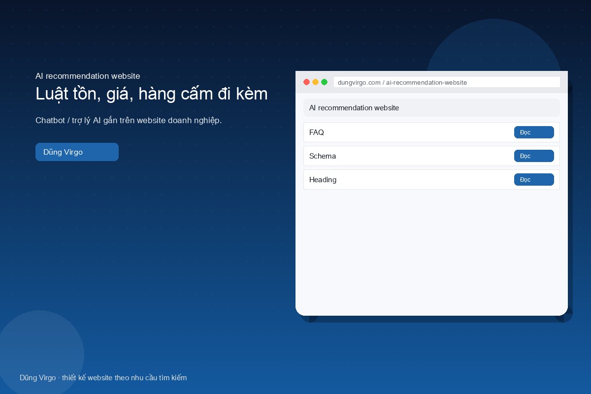 Luật tồn, giá, hàng cấm đi kèm — AI recommendation website