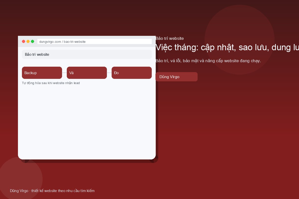 Việc tháng: cập nhật, sao lưu, dung lượng — bảo trì website