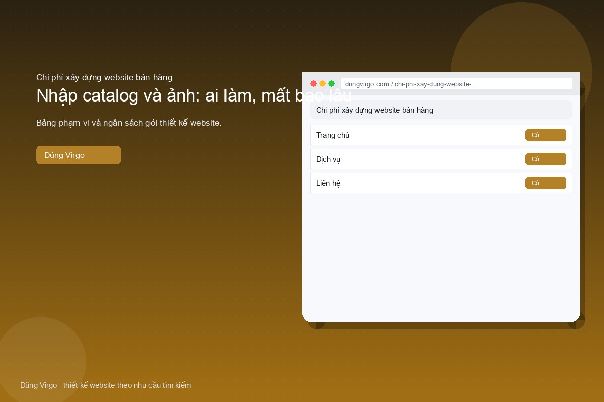 Nhập catalog và ảnh: ai làm, mất bao lâu — chi phí xây dựng website bán hàng