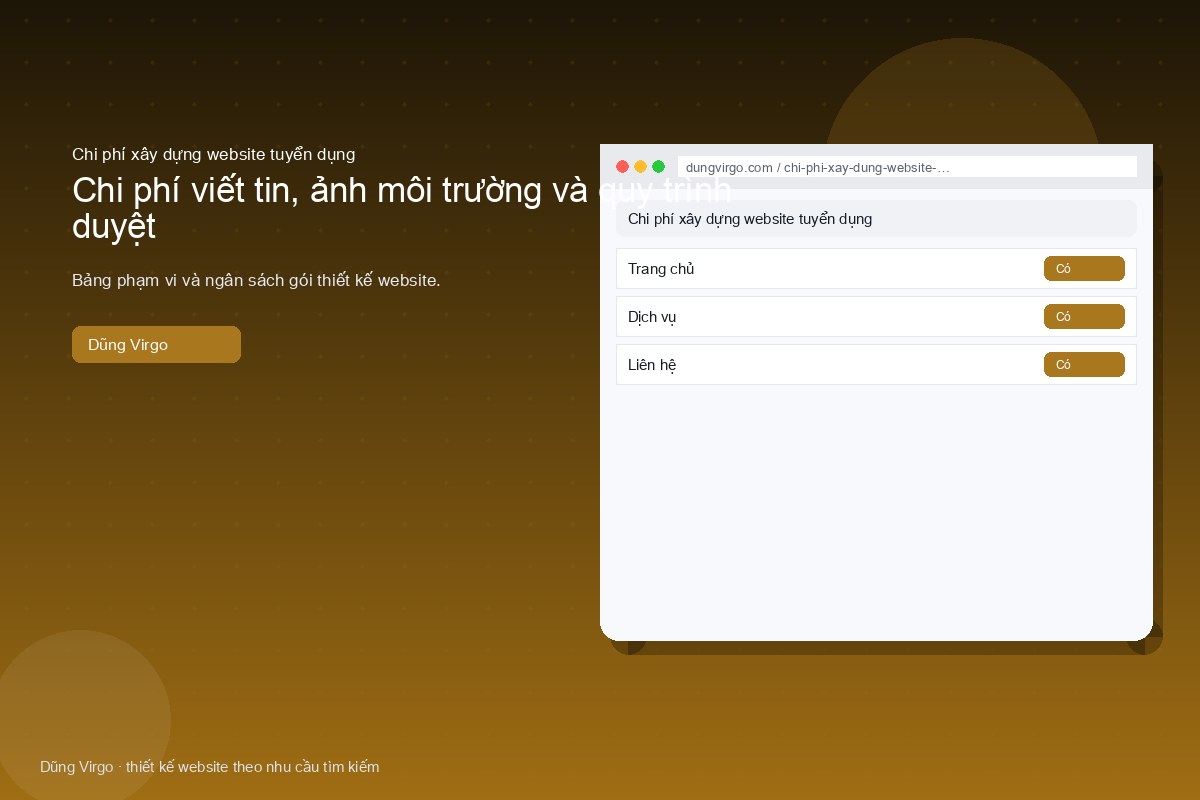 Chi phí viết tin, ảnh môi trường và quy trình duyệt — chi phí xây dựng website tuyển dụng