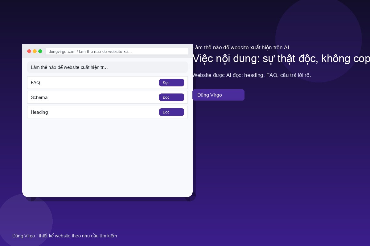 Việc nội dung: sự thật độc, không copy ngành — làm thế nào để website xuất hiện trên AI