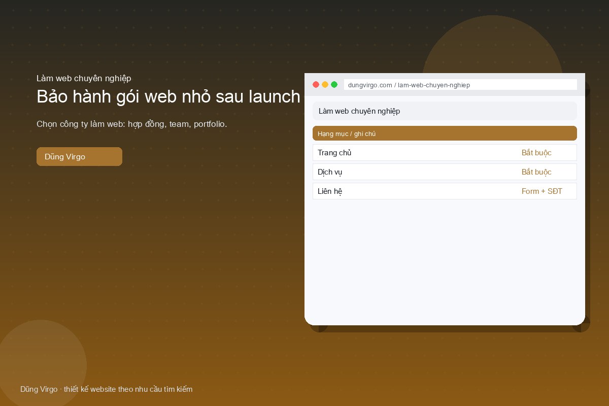 Nội dung thật, không Lorem launch — làm web chuyên nghiệp