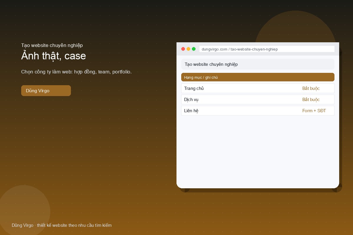 Ảnh thật, case — tạo website chuyên nghiệp