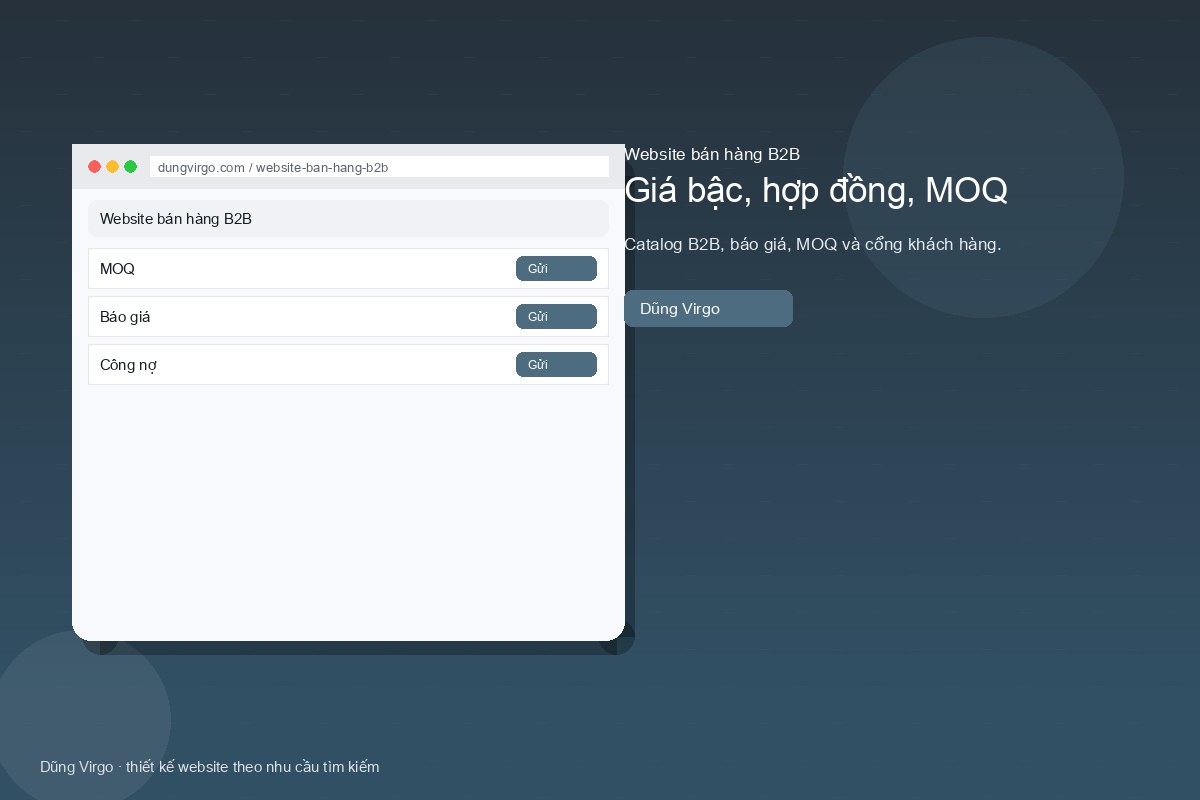 Giá bậc, hợp đồng, MOQ — website bán hàng B2B