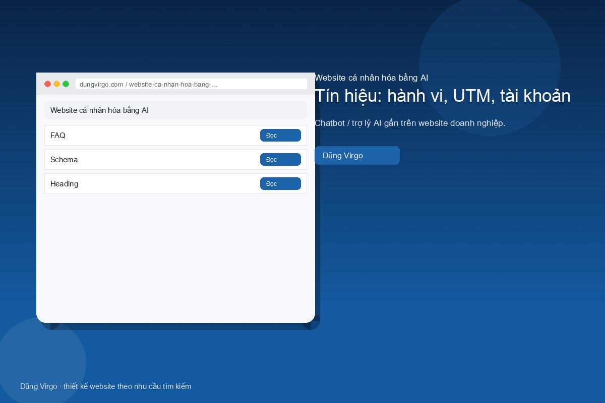 Tín hiệu: hành vi, UTM, tài khoản — website cá nhân hóa bằng AI