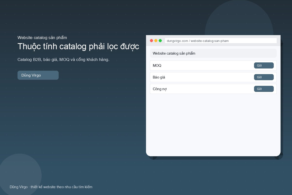 Thuộc tính catalog phải lọc được — website catalog sản phẩm