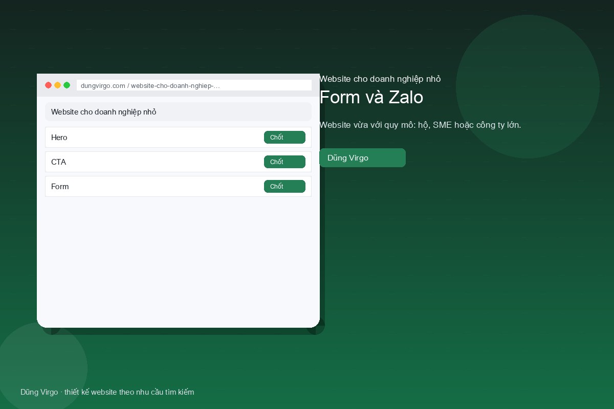 Form và Zalo — website cho doanh nghiệp nhỏ