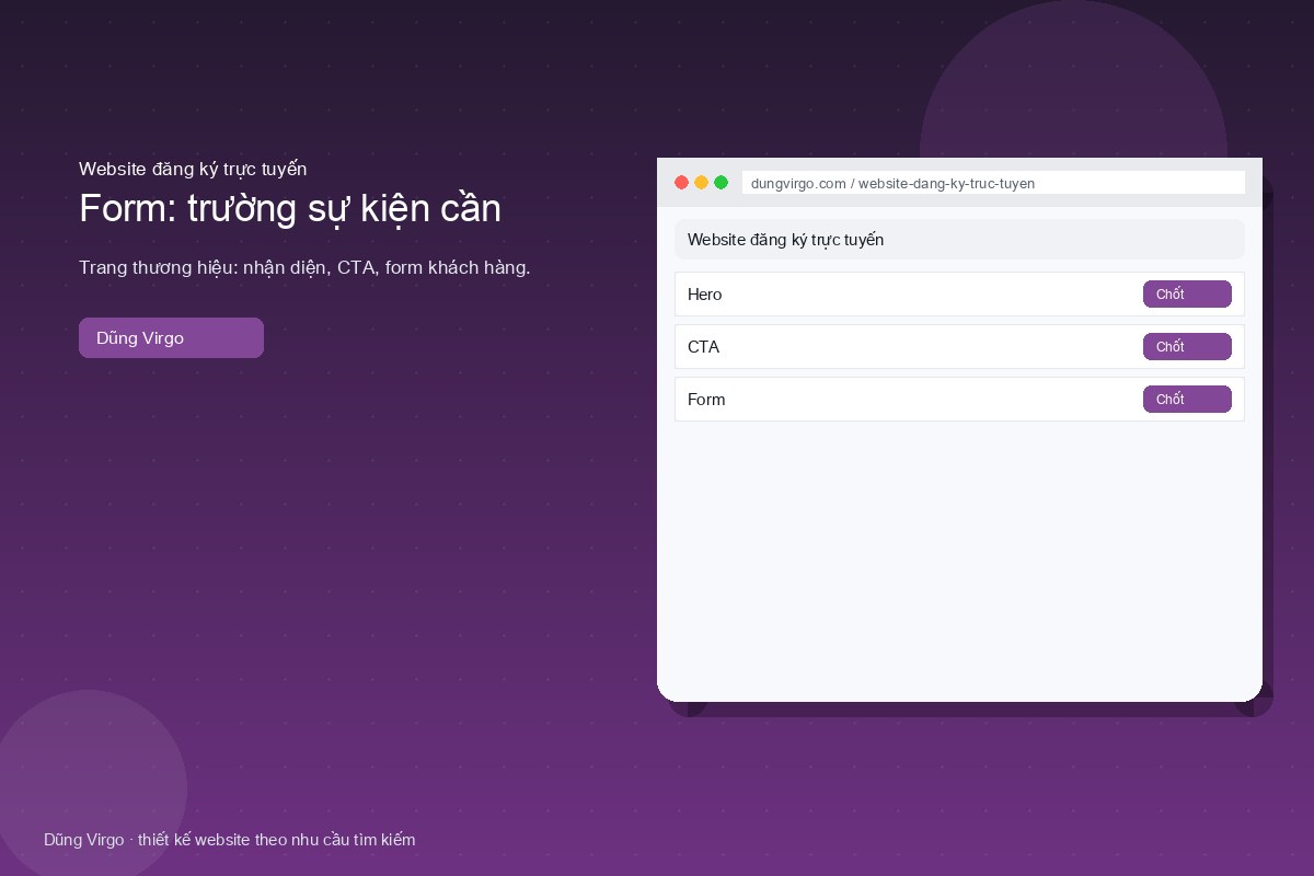 Form: trường sự kiện cần — website đăng ký trực tuyến