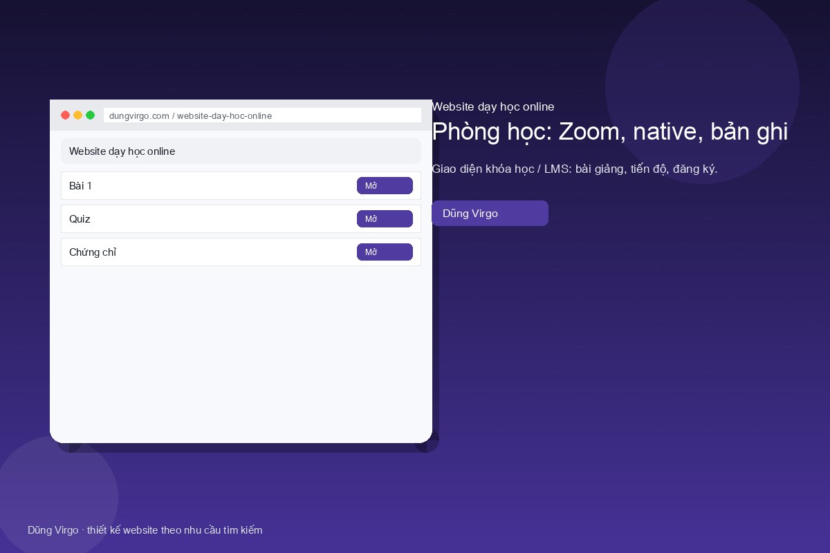 Phòng học: Zoom, native, bản ghi — website dạy học online