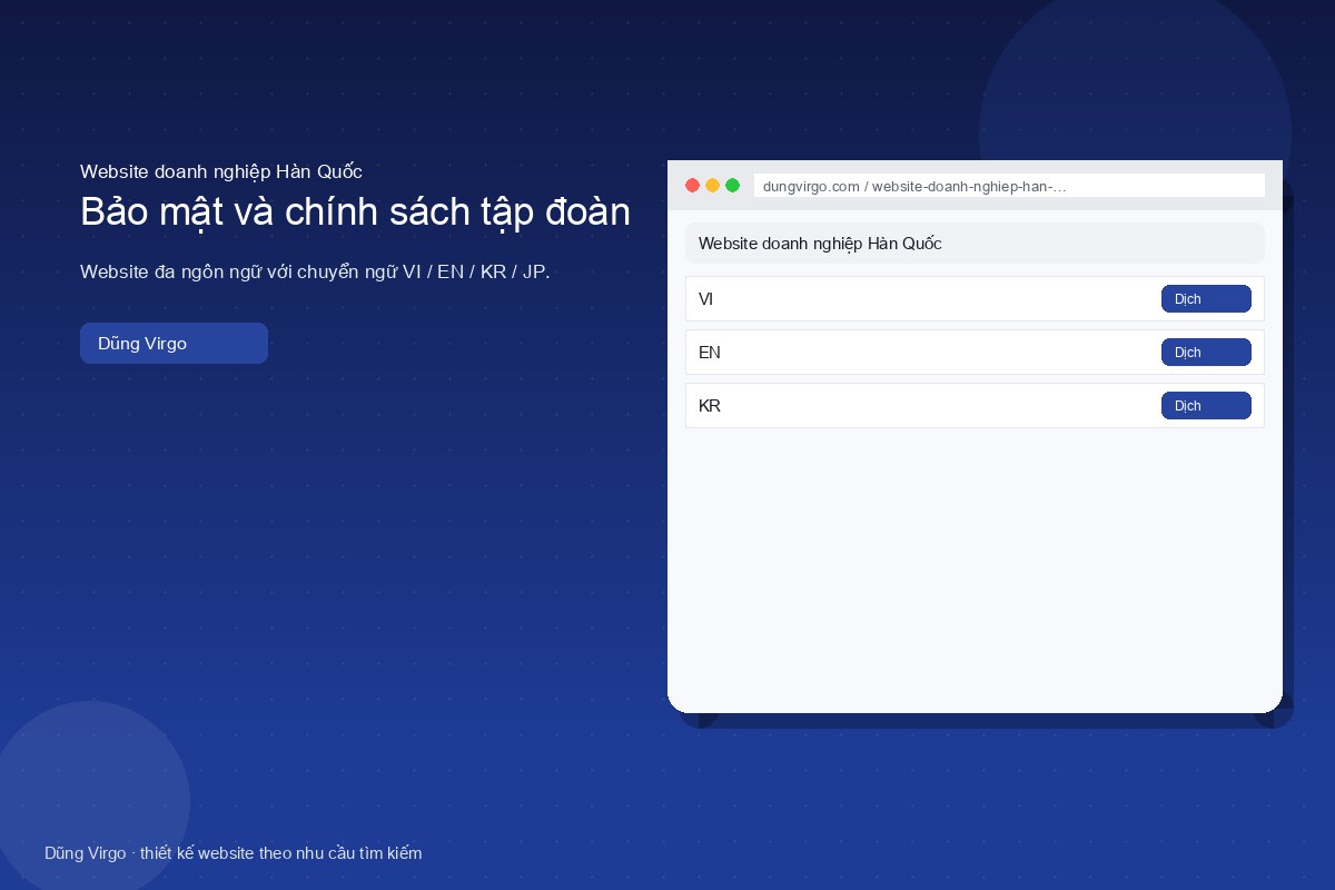 Luồng duyệt nội dung xuyên HQ — website doanh nghiệp Hàn Quốc