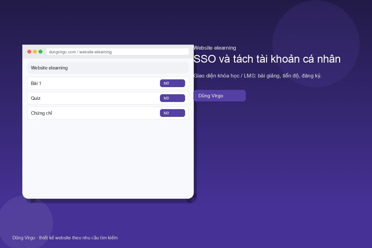 SSO và tách tài khoản cá nhân — website elearning