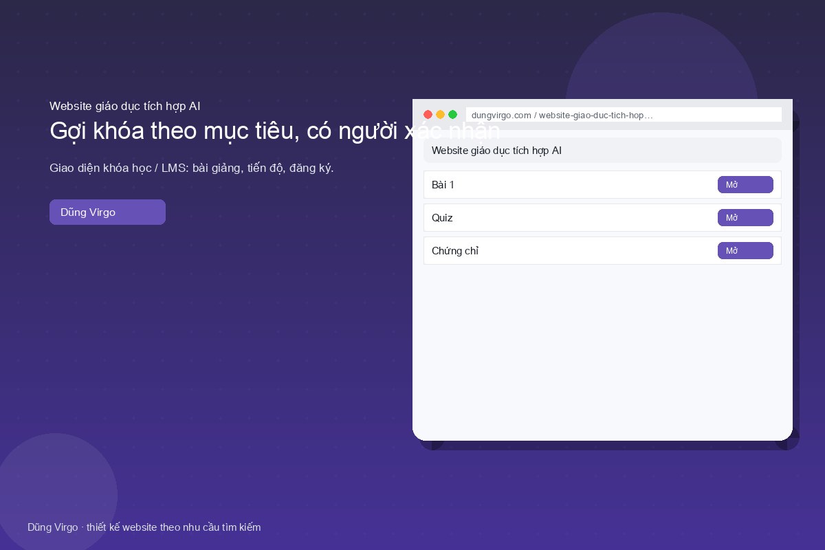 Gợi khóa theo mục tiêu, có người xác nhận — website giáo dục tích hợp AI