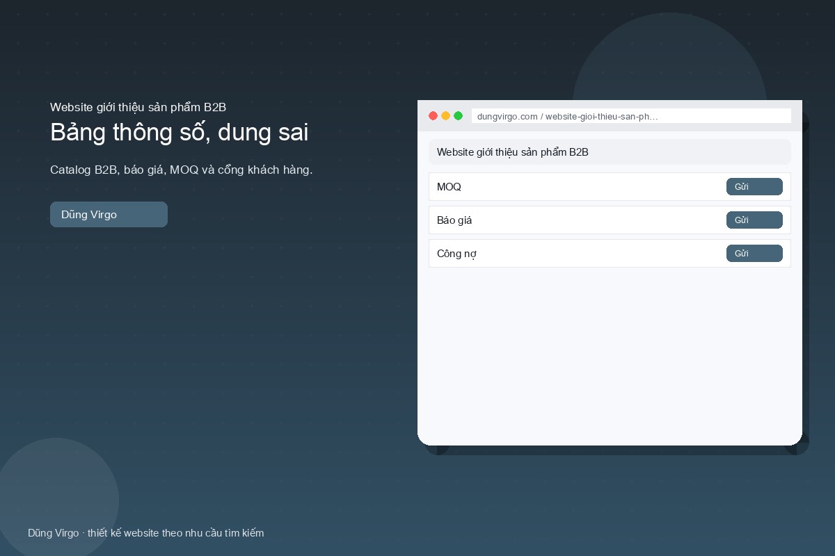 Bảng thông số, dung sai — website giới thiệu sản phẩm B2B