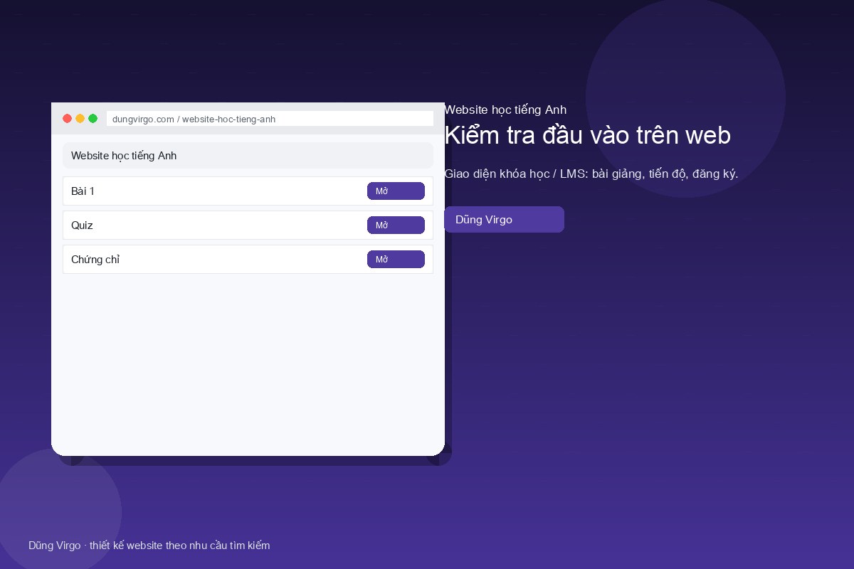 Kiểm tra đầu vào trên web — website học tiếng Anh