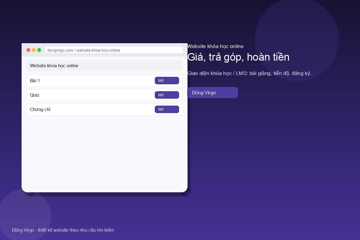 Giá, trả góp, hoàn tiền — website khóa học online