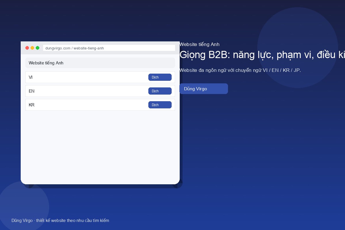 Giọng B2B: năng lực, phạm vi, điều kiện — website tiếng Anh