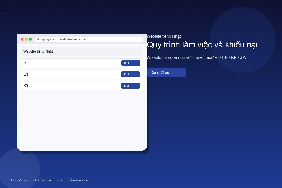 Quy trình làm việc và khiếu nại — website tiếng Nhật