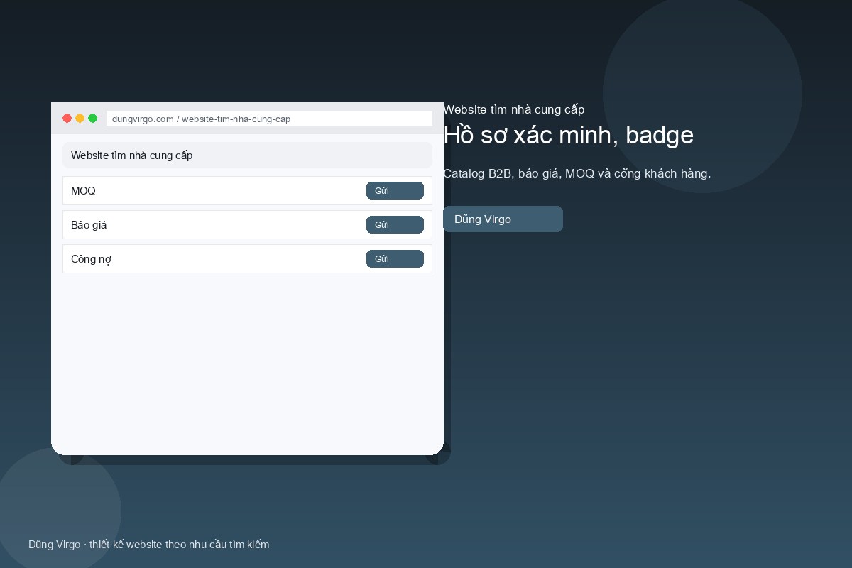 Hồ sơ xác minh, badge — website tìm nhà cung cấp