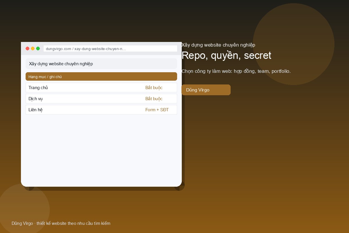 Repo, quyền, secret — xây dựng website chuyên nghiệp