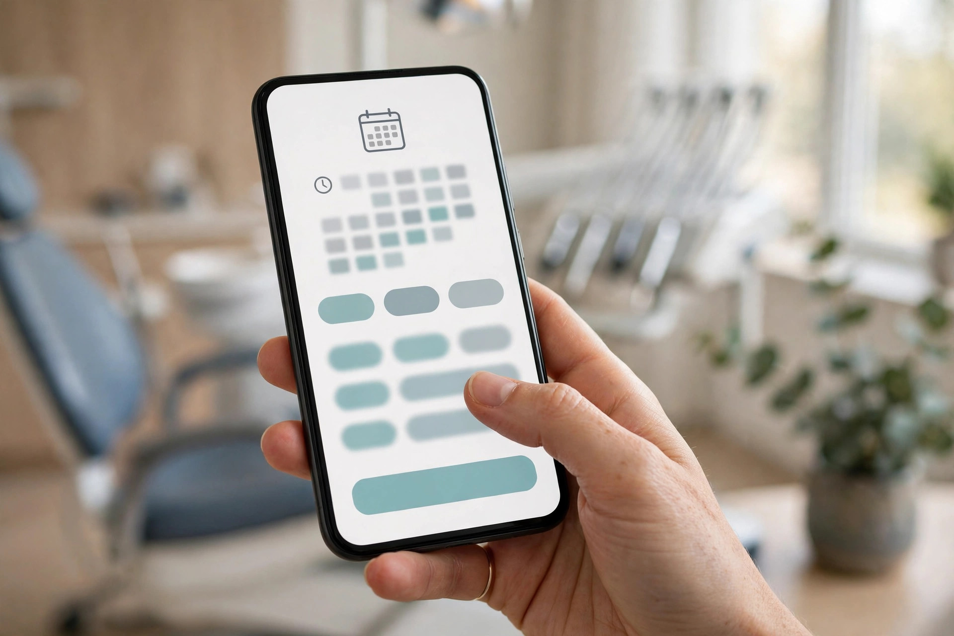 Kh&aacute;ch h&agrave;ng đặt lịch kh&aacute;m răng online tr&ecirc;n điện thoại tại ph&ograve;ng kh&aacute;m nha khoa