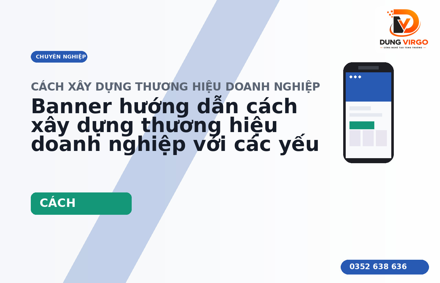 Banner hướng dẫn cách xây dựng thương hiệu doanh nghiệp với các yếu tố định vị, nhận diện và nội dung