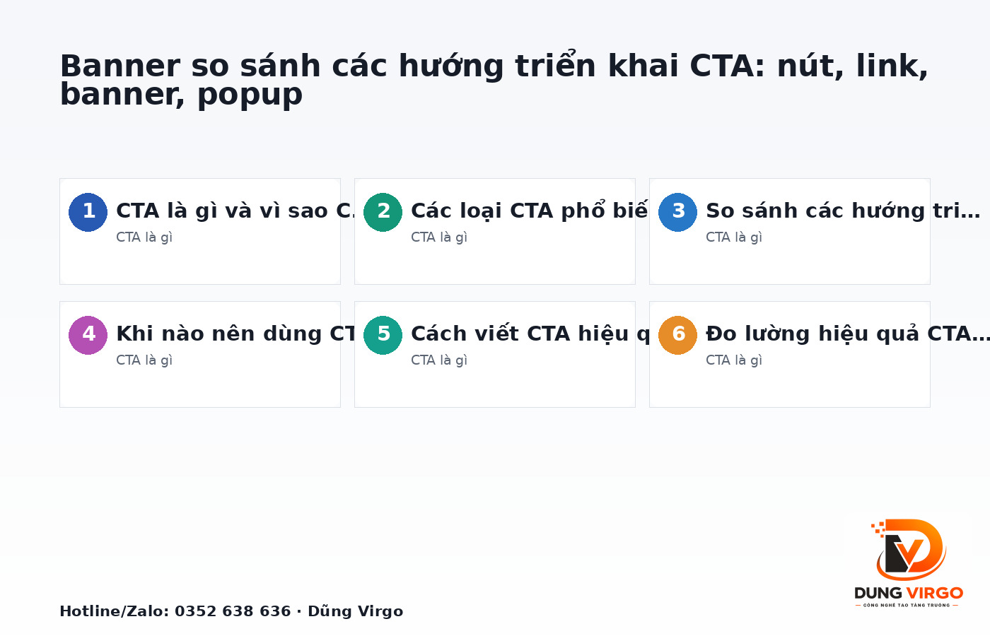 Banner so sánh các hướng triển khai CTA: nút, link, banner, popup
