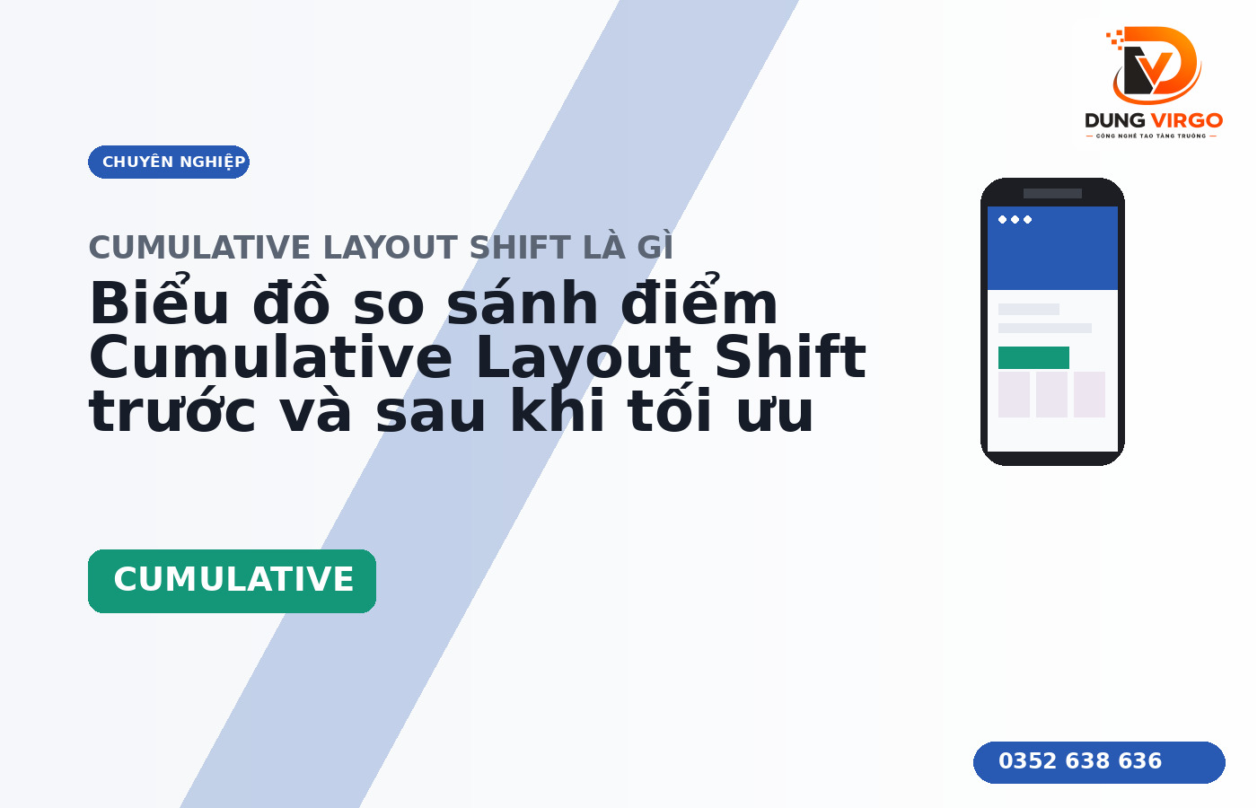 Biểu đồ so sánh điểm Cumulative Layout Shift trước và sau khi tối ưu