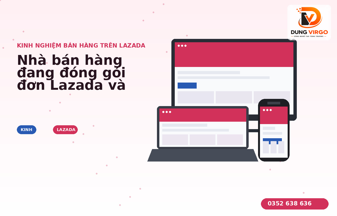 Nhà bán hàng đang đóng gói đơn Lazada và kiểm tra tồn kho