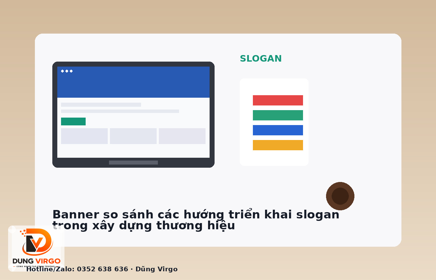 Banner so sánh các hướng triển khai slogan trong xây dựng thương hiệu
