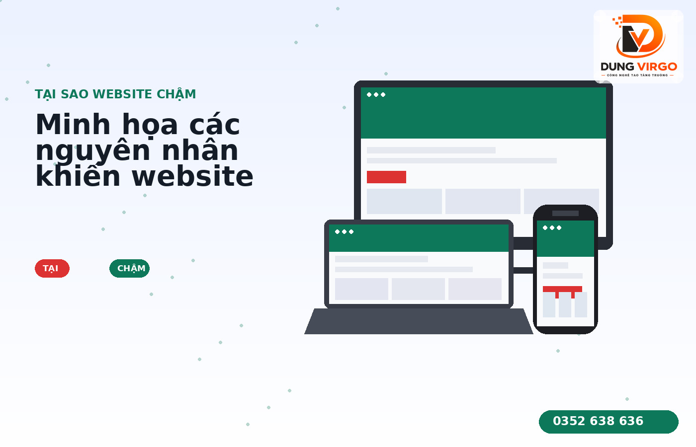 Minh họa các nguyên nhân khiến website chậm như máy chủ yếu, hình ảnh nặng, code chưa tối ưu