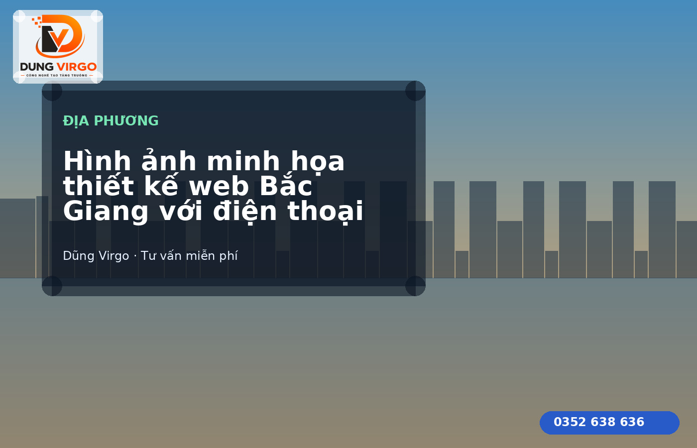 Hình ảnh minh họa thiết kế web Bắc Giang với điện thoại di động hiển thị website responsive, biểu tượng địa phương Bắc Giang