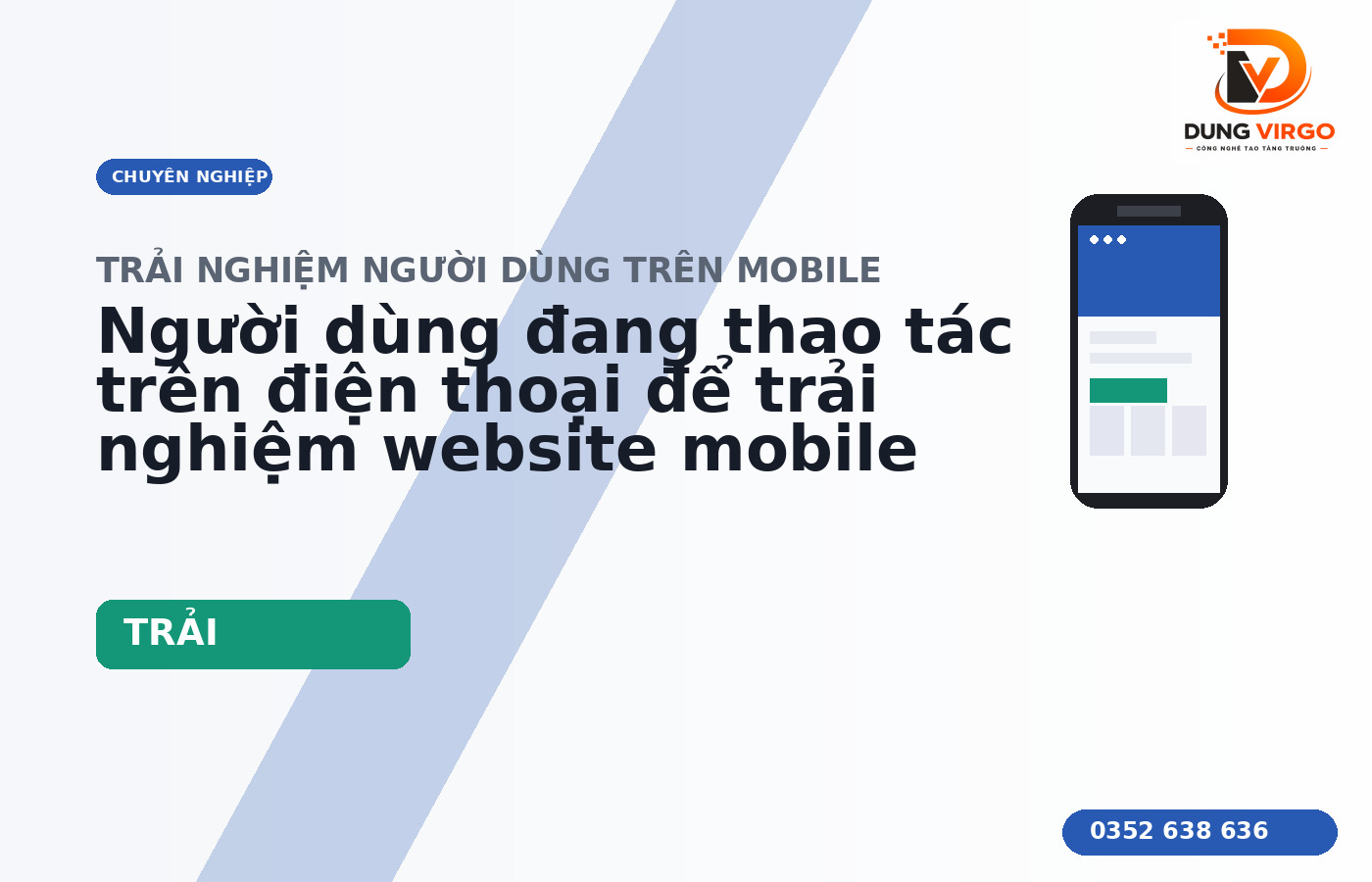 Người dùng đang thao tác trên điện thoại để trải nghiệm website mobile mượt mà