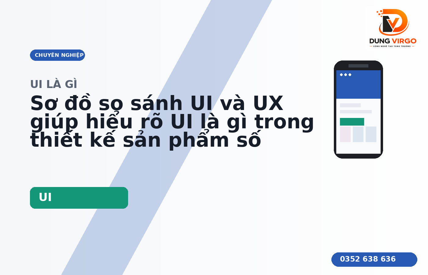 Sơ đồ so sánh UI và UX giúp hiểu rõ UI là gì trong thiết kế sản phẩm số